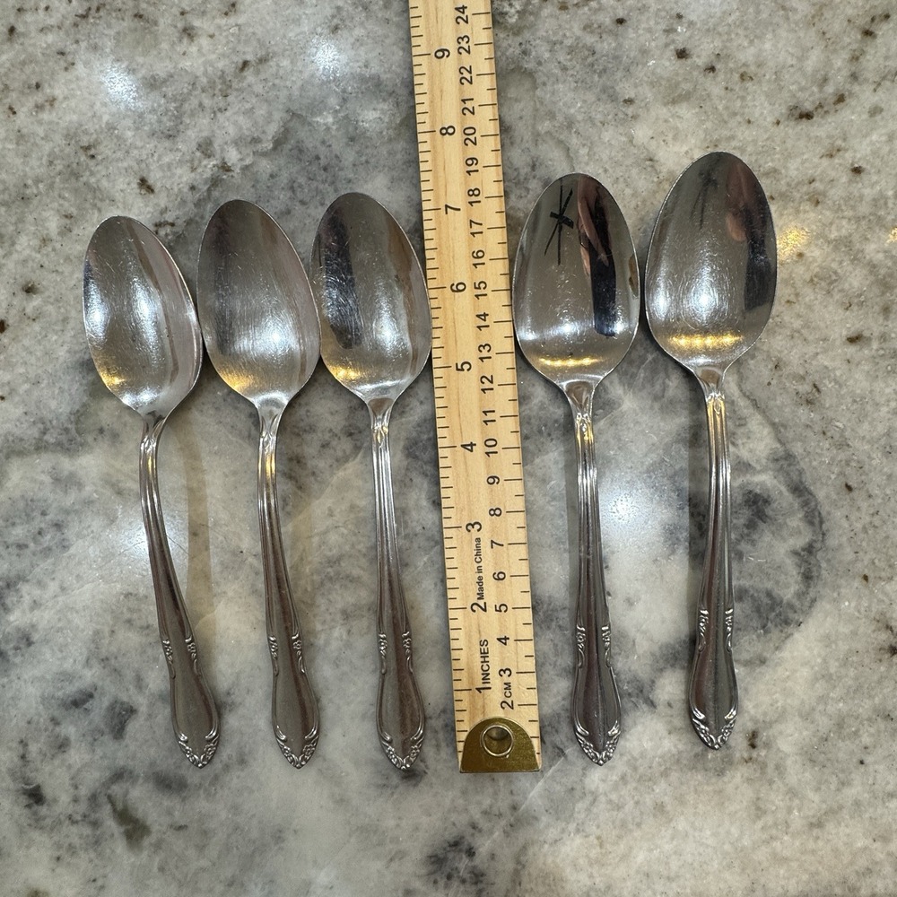 Set Of 5 Oneida Chateau Tablespoons Flower Stainless Steel Flatware